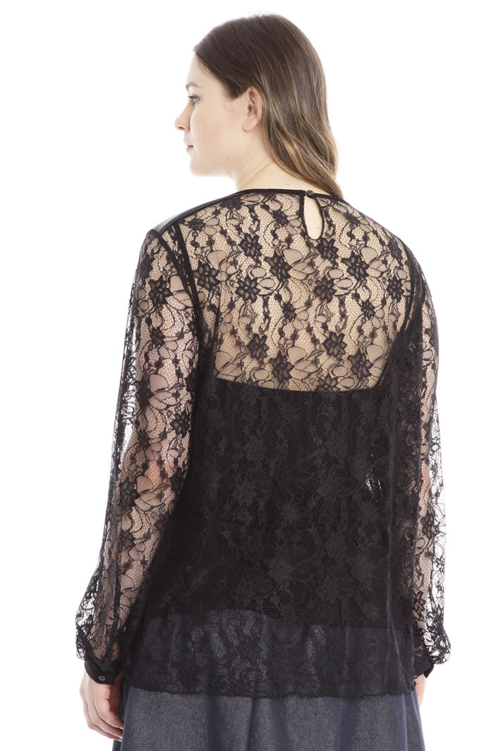 Camicia in pizzo e similpelle Diffusione Tessile Camicia in pizzo e similpelle Diffusione Tessile
