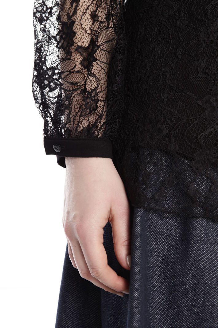 Camicia in pizzo e similpelle Diffusione Tessile Camicia in pizzo e similpelle Diffusione Tessile