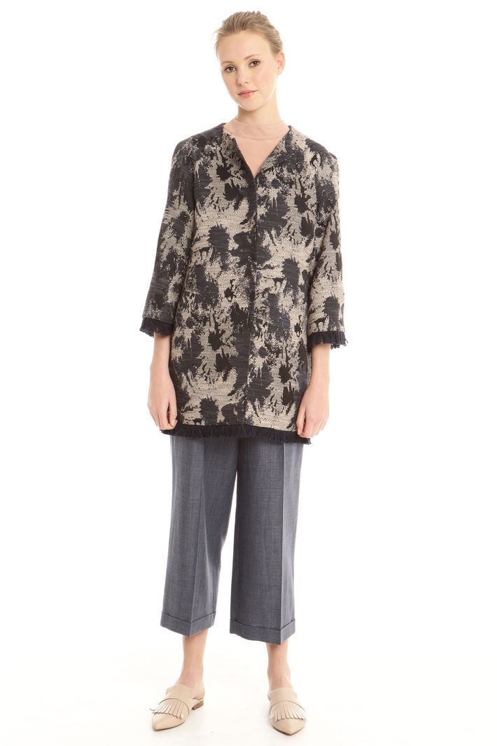 Spolverino jacquard con frange Fashion Market Spolverino jacquard con frange Fashion Market