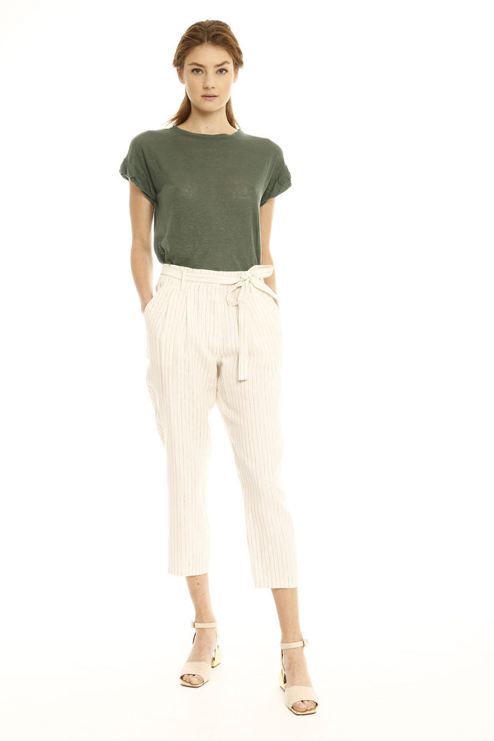 Pantaloni in lino con cintura Diffusione Tessile Pantaloni in lino con cintura Diffusione Tessile