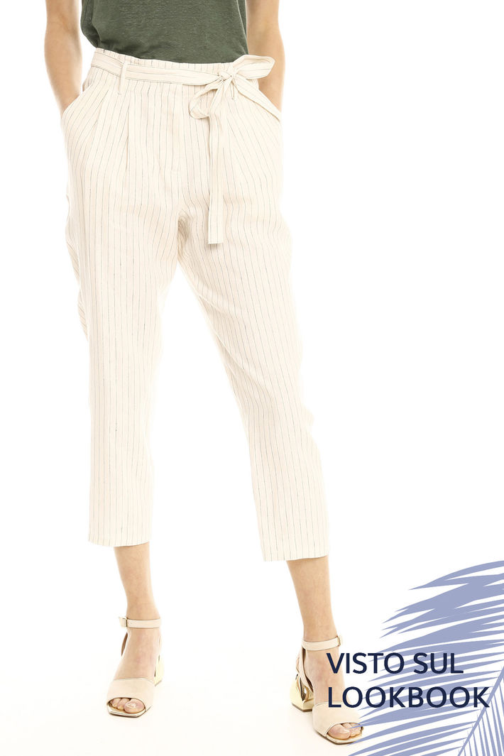 Pantaloni in lino con cintura Diffusione Tessile Pantaloni in lino con cintura Diffusione Tessile