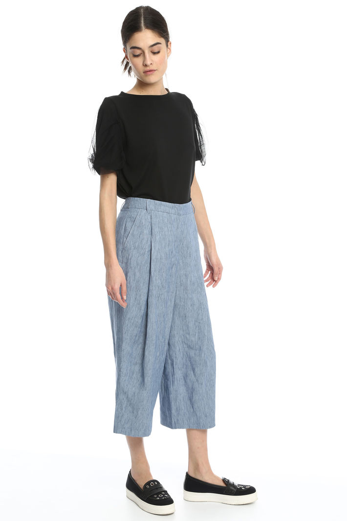 Pantaloni cropped in lino Fashion Market Pantaloni cropped in lino Fashion Market
