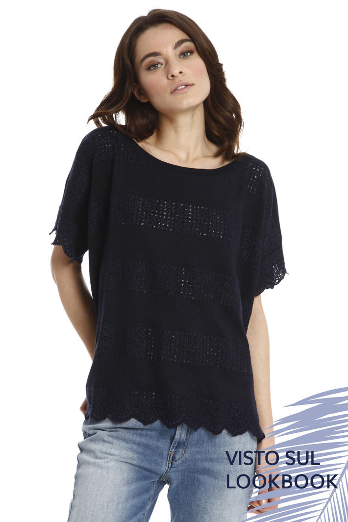 T-shirt con dettagli sangallo Diffusione Tessile T-shirt con dettagli sangallo Diffusione Tessile