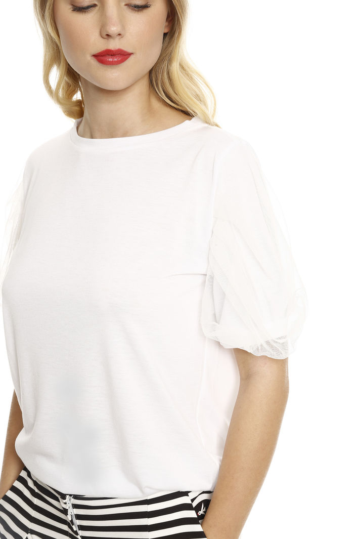 Top con maniche in tulle Diffusione Tessile Top con maniche in tulle Diffusione Tessile