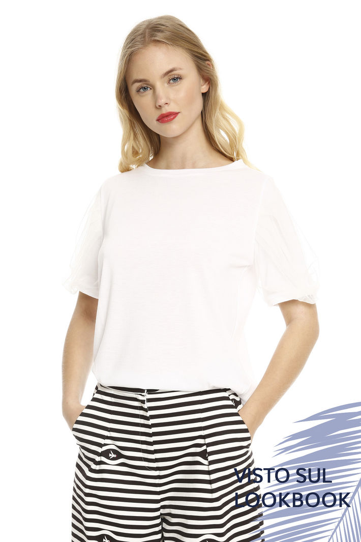 Top con maniche in tulle Diffusione Tessile Top con maniche in tulle Diffusione Tessile