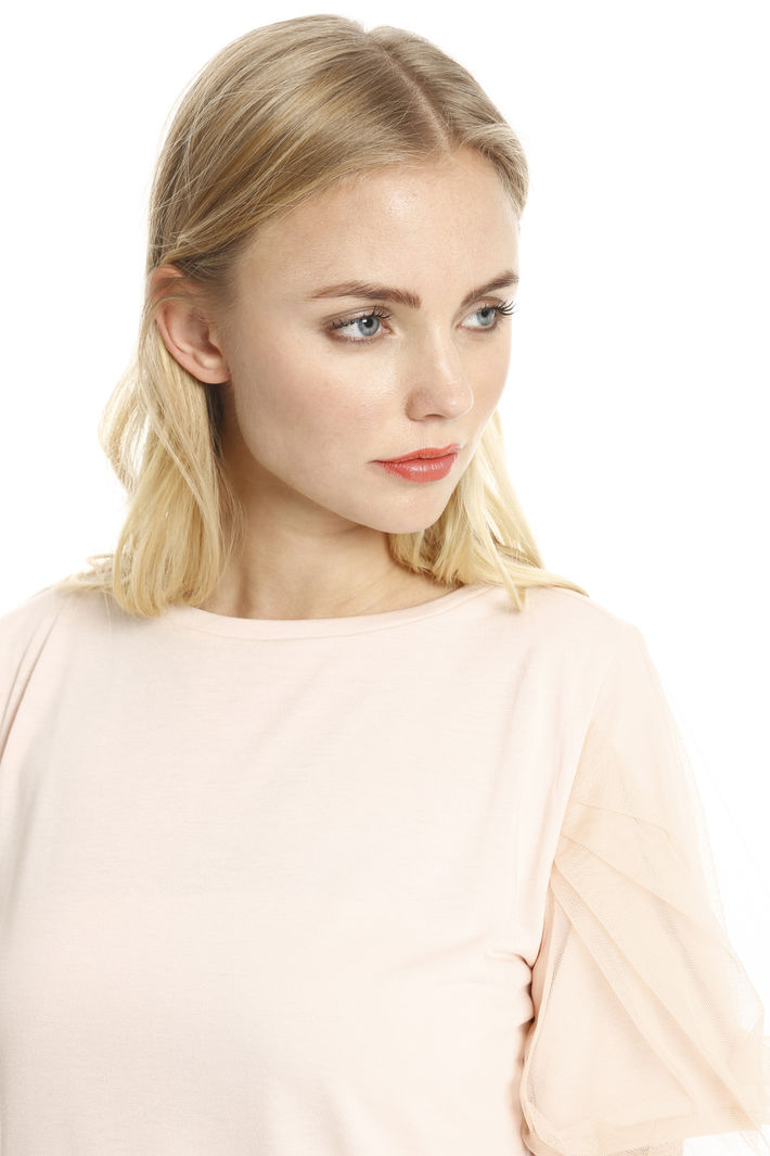 Top con maniche in tulle Diffusione Tessile Top con maniche in tulle Diffusione Tessile