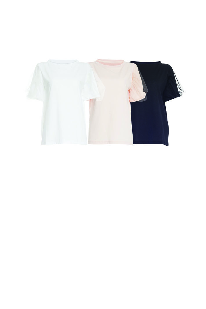 Top con maniche in tulle Diffusione Tessile Top con maniche in tulle Diffusione Tessile