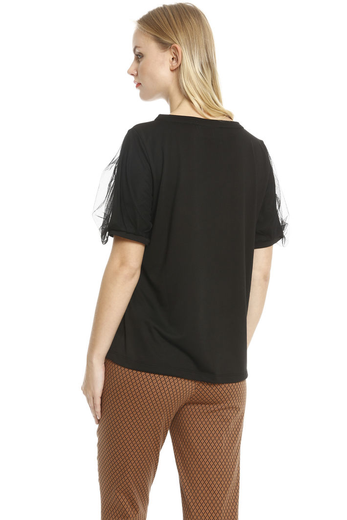 Top con maniche in tulle Diffusione Tessile Top con maniche in tulle Diffusione Tessile