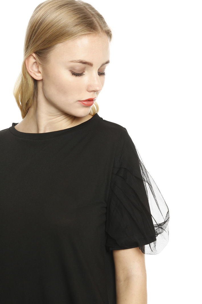 Top con maniche in tulle Diffusione Tessile Top con maniche in tulle Diffusione Tessile