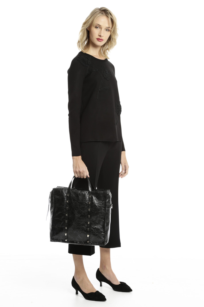 Borsa shopper con borchie Diffusione Tessile Borsa shopper con borchie Diffusione Tessile
