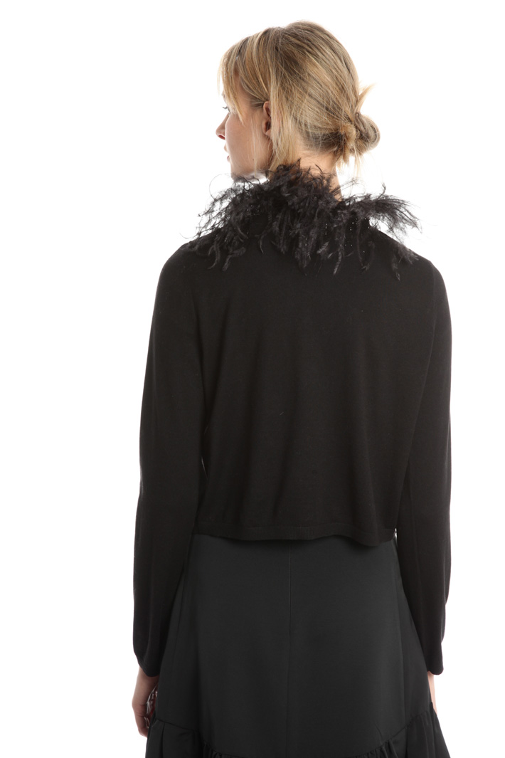 Cardigan boxy con piume Diffusione Tessile Cardigan boxy con piume Diffusione Tessile