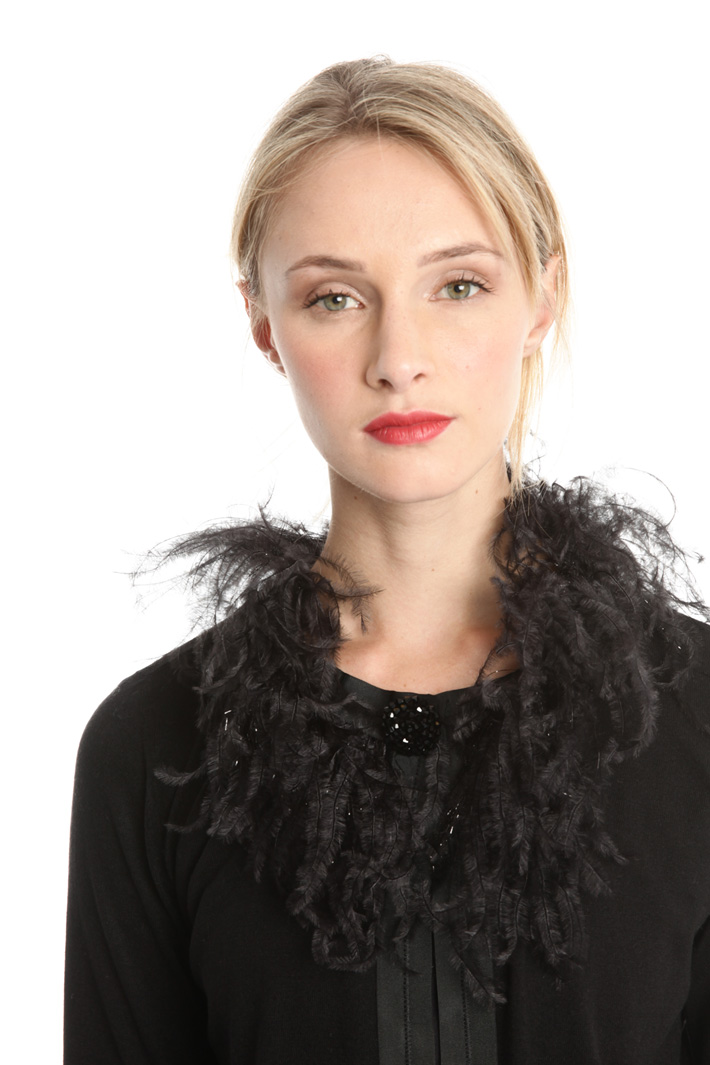 Cardigan boxy con piume Diffusione Tessile Cardigan boxy con piume Diffusione Tessile