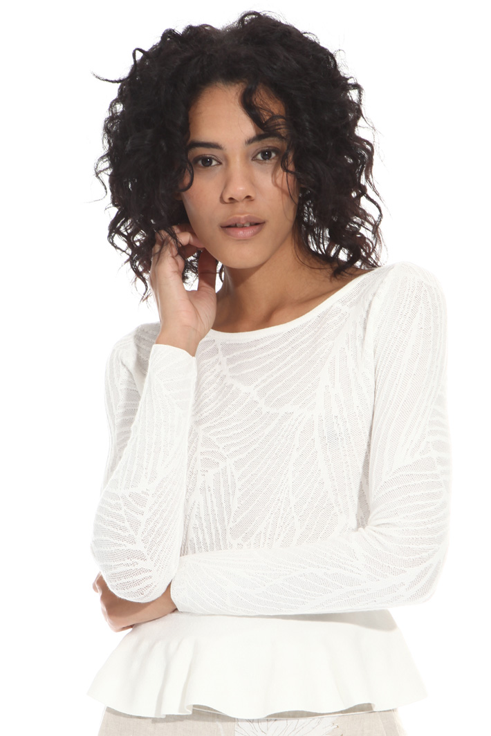 Jacquard sweater with ruffles Intrend Jacquard sweater with ruffles Intrend
