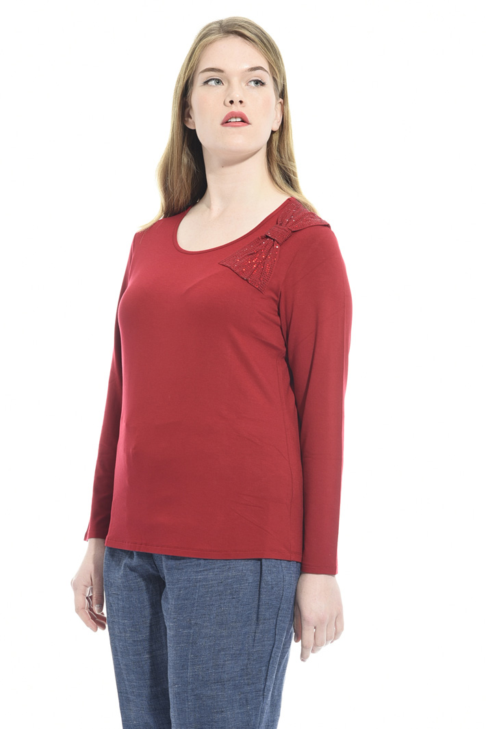 T-shirt con fiocco e strass Intrend T-shirt con fiocco e strass Intrend