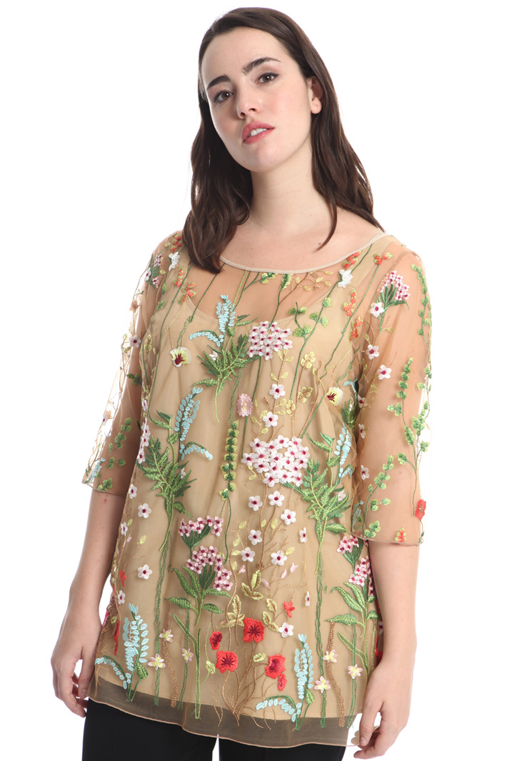 Embroidered tulle tunic Diffusione Tessile Embroidered tulle tunic Diffusione Tessile