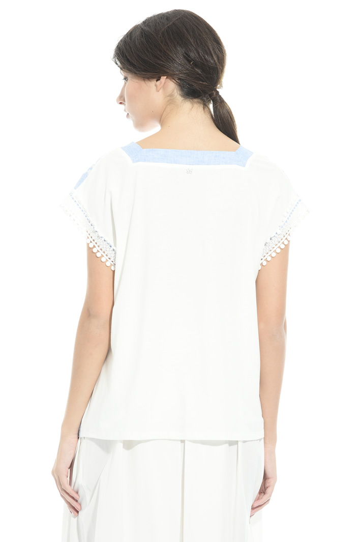 Embroidered linen jersey top Intrend Embroidered linen jersey top Intrend