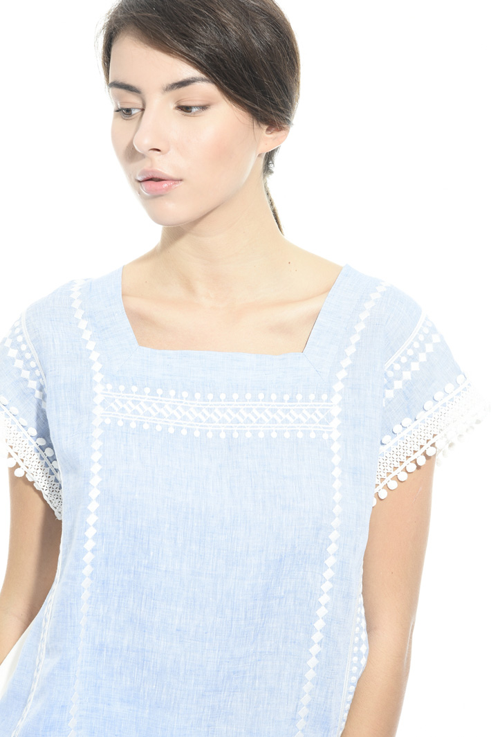 Embroidered linen jersey top Intrend Embroidered linen jersey top Intrend
