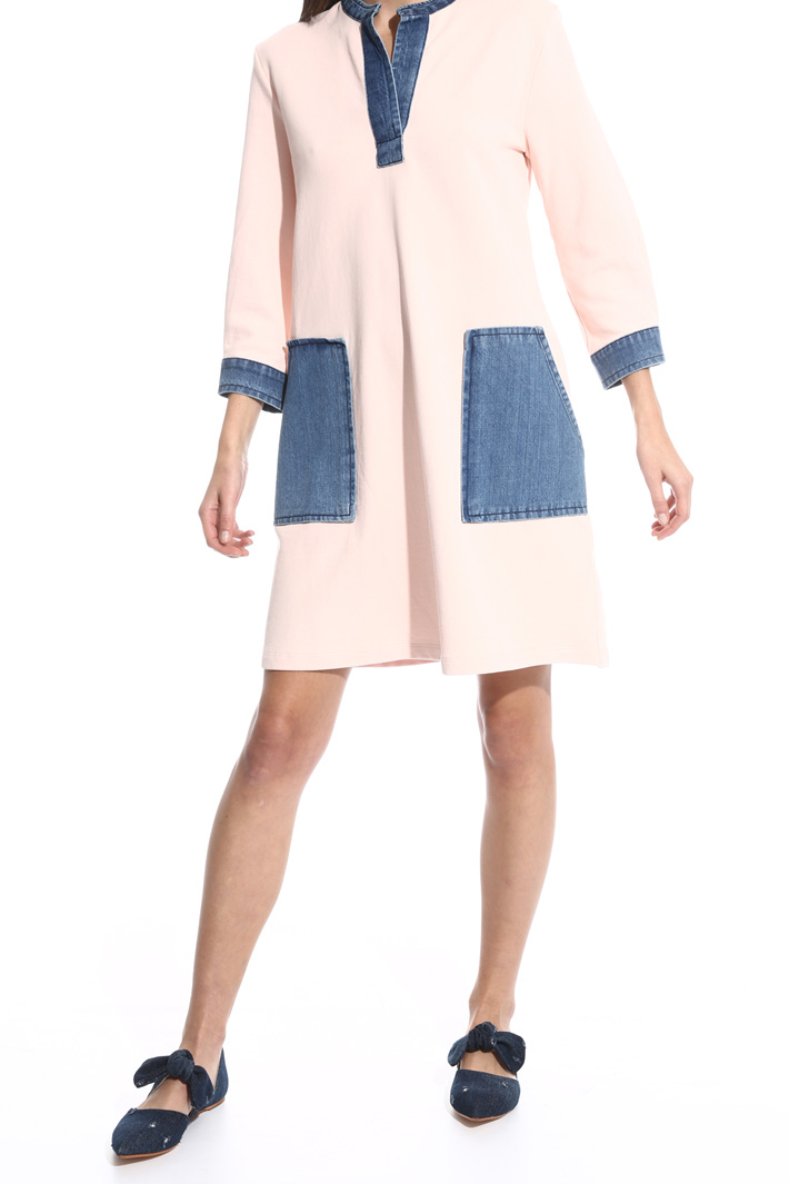 Fleece and denim dress Intrend Fleece and denim dress Intrend