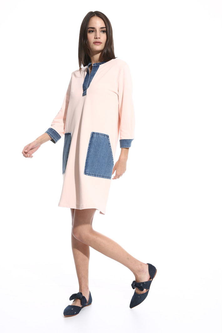Fleece and denim dress Intrend Fleece and denim dress Intrend