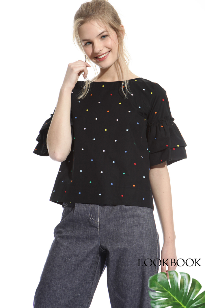 Polka dot embroidery top Intrend Polka dot embroidery top Intrend