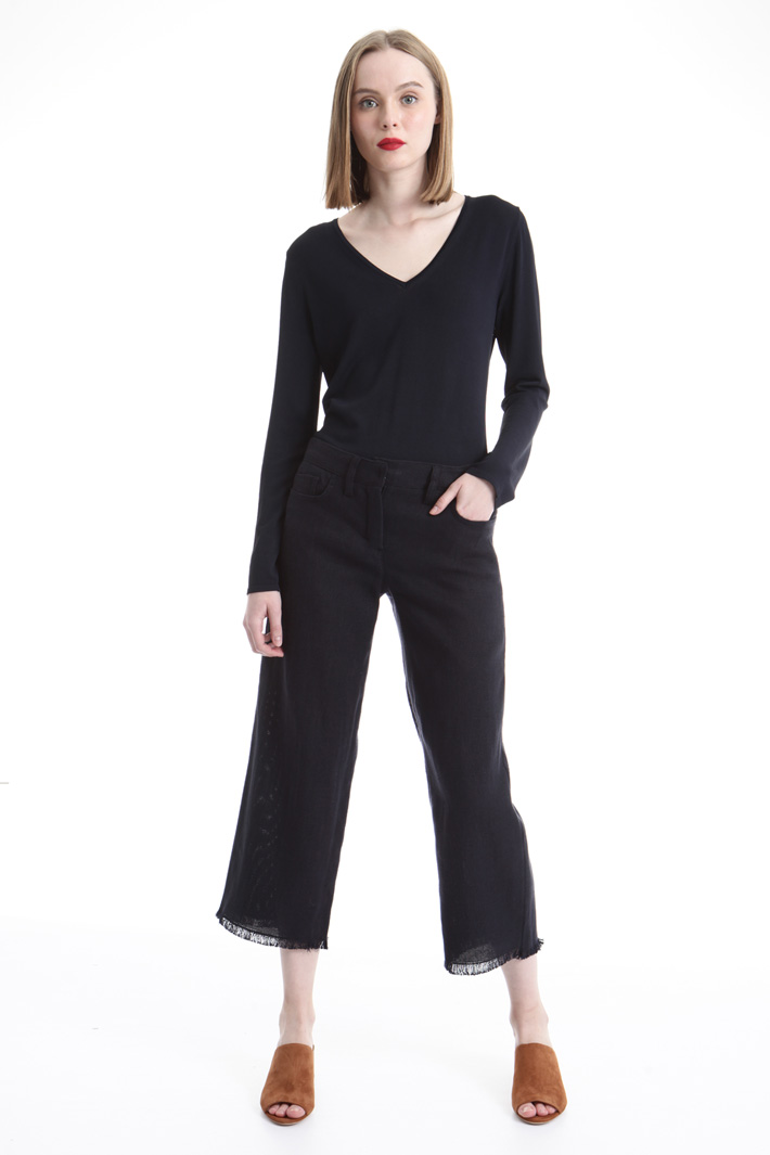 Fringed linen trousers Intrend Fringed linen trousers Intrend