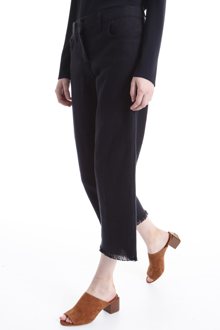 Fringed linen trousers Intrend Fringed linen trousers Intrend