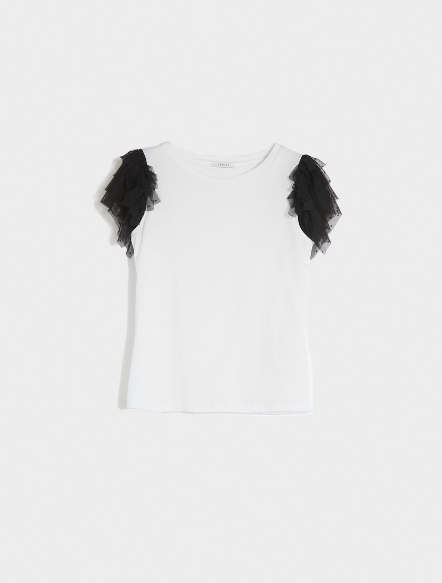 Tulle sleeve T-shirt Tulle sleeve T-shirt