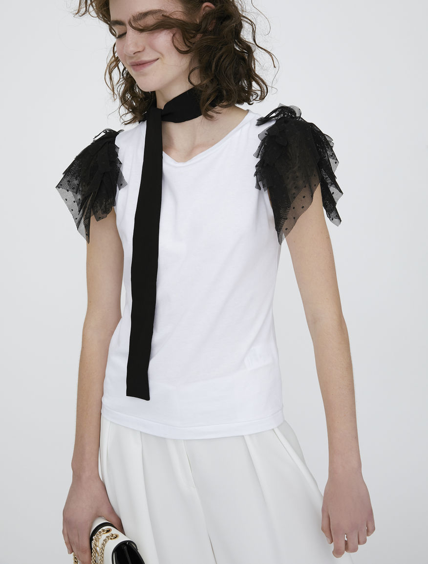 Tulle sleeve T-shirt Tulle sleeve T-shirt