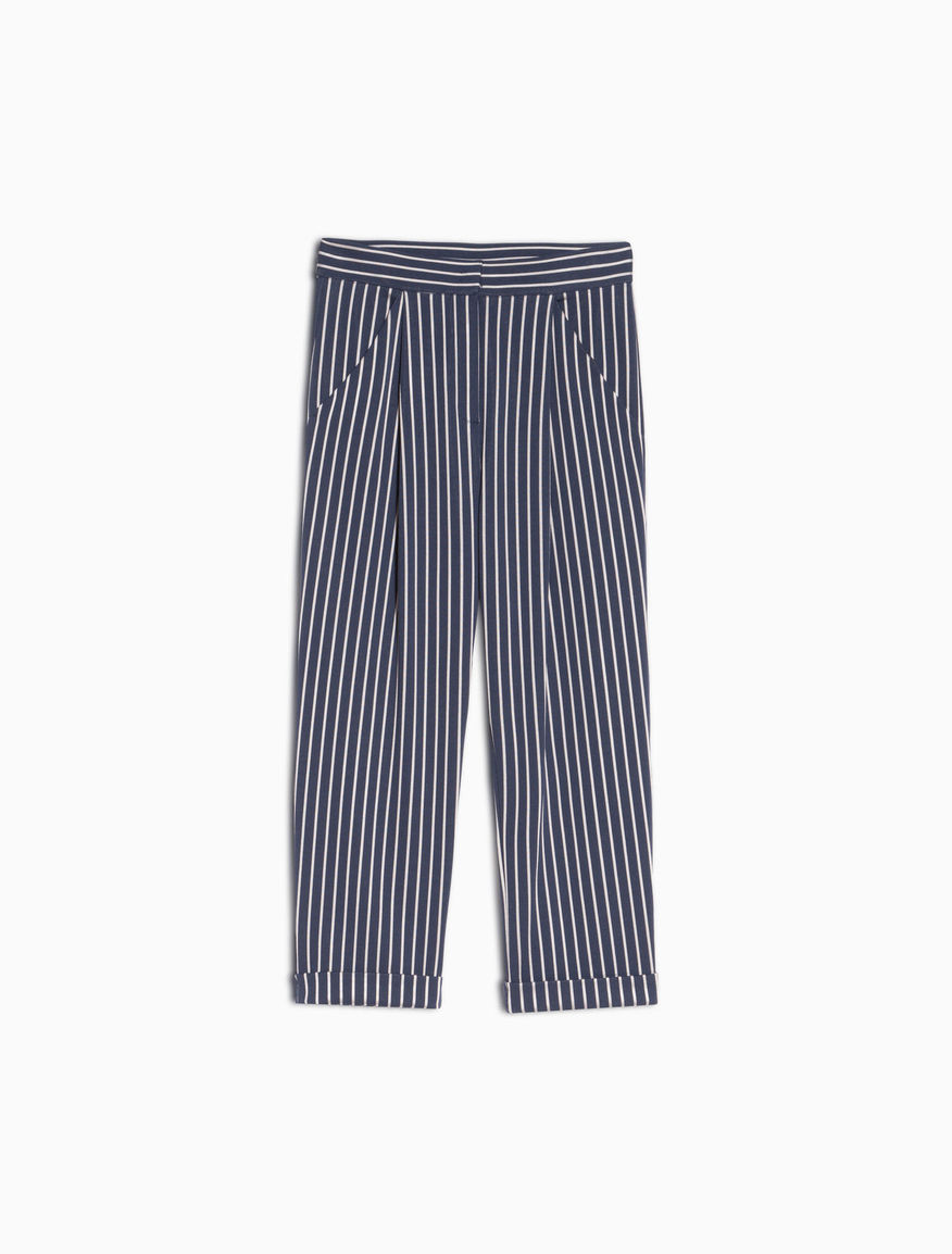 Jacquard jersey trousers, midnight blue pattern - 