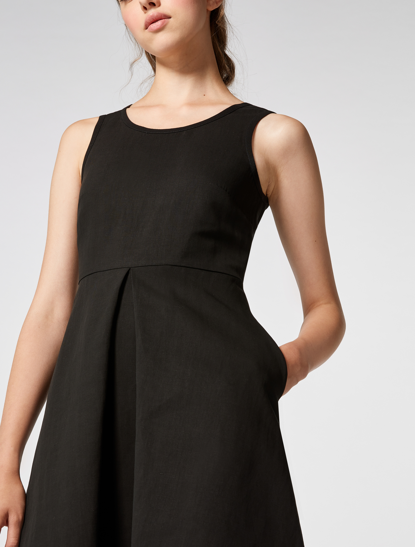 amp;co En Coton Max Robe LinNoir Évasée Et eCodxB