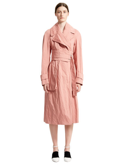 Pink Cotton Satin Trench Coat