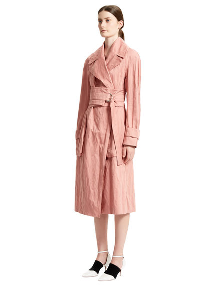 Pink Cotton Satin Trench Coat