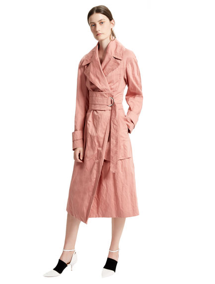 Pink Cotton Satin Trench Coat
