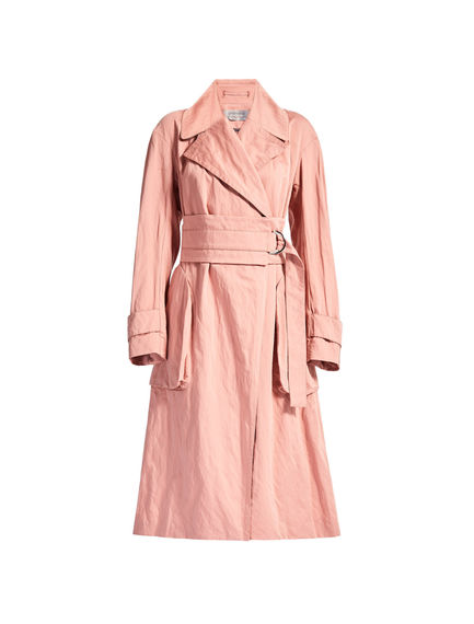 Pink Cotton Satin Trench Coat