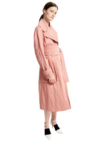 Pink Cotton Satin Trench Coat