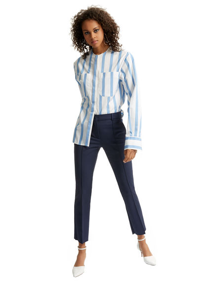 Stretch Cotton Cropped Trousers