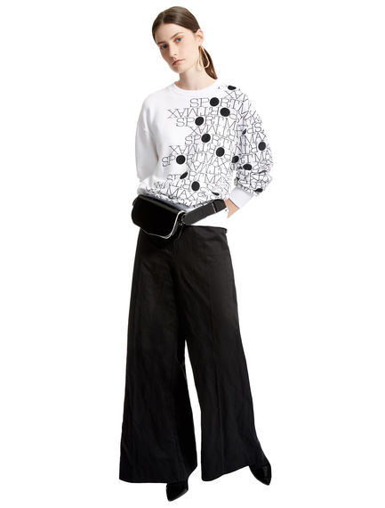 Metallic Cotton Palazzo Trousers