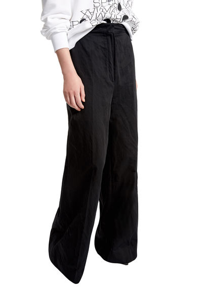 Metallic Cotton Palazzo Trousers