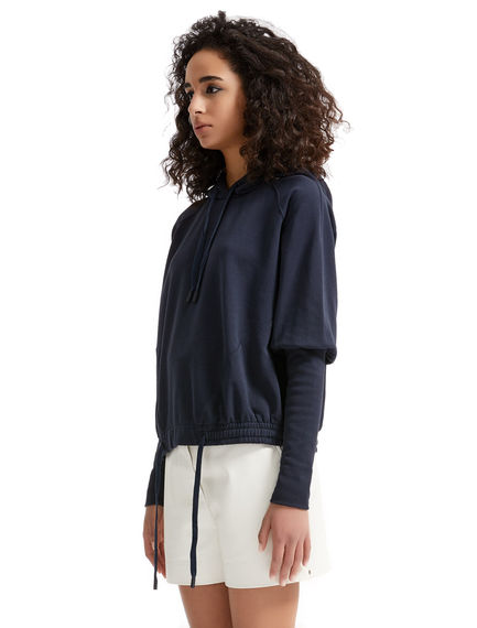 Elongated Cuff Hooded Sweatshirt