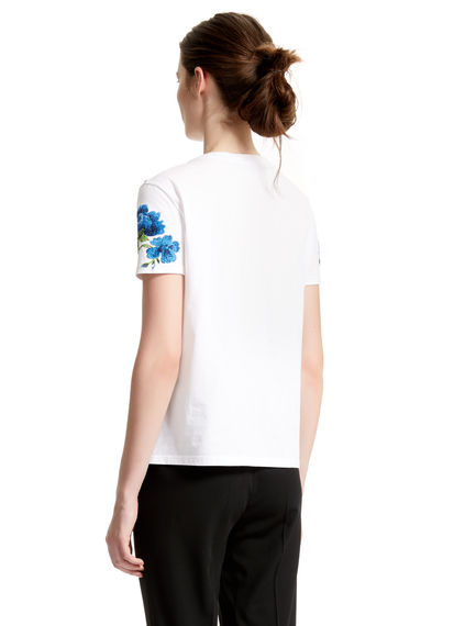 Cornflower-embroidered White T-shirt