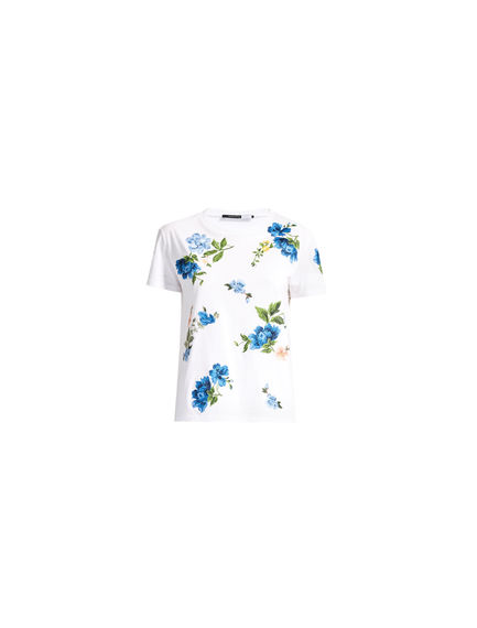 Cornflower-embroidered White T-shirt