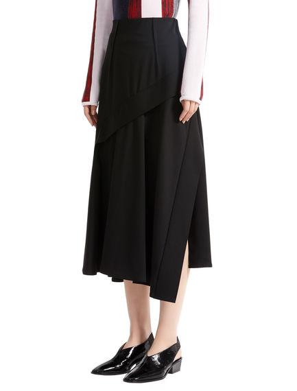 Asymmetric Layered Wool Skirt