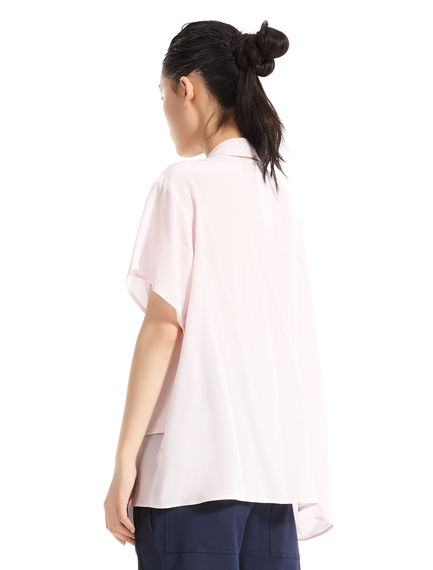 Layered Sash Neck Silk Top