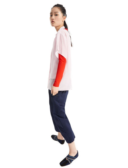 Layered Sash Neck Silk Top