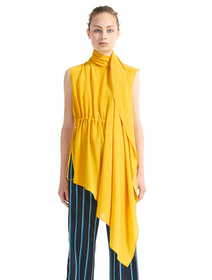 Top in seta asimmetrico con coulisse
