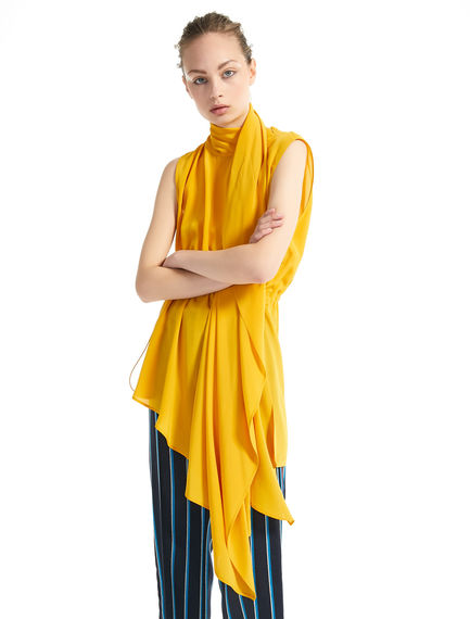 Top in seta asimmetrico con coulisse