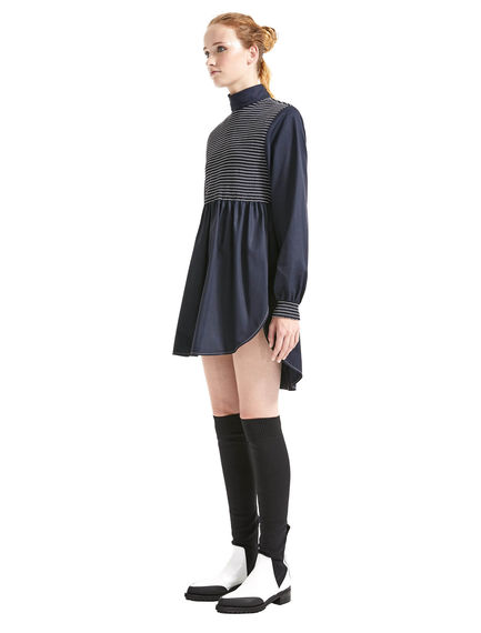 Blusa in cotone con effetto arricciato