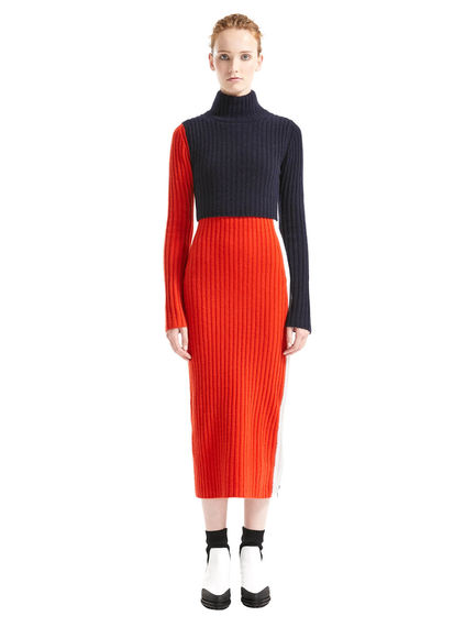 Abito a coste con colour block 3D