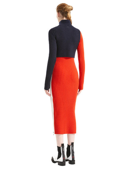 Abito a coste con colour block 3D