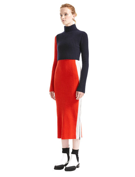 Abito a coste con colour block 3D